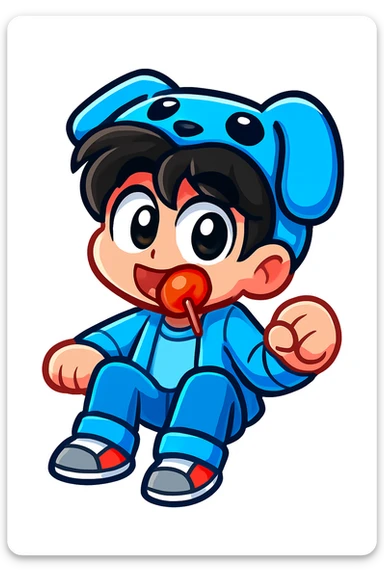 Extract the character from the background, including the clothes and accessories they are wearing, and place on a transparent background. Keep the original style and appearance exactly the same. and separately give me the picture

 sticker