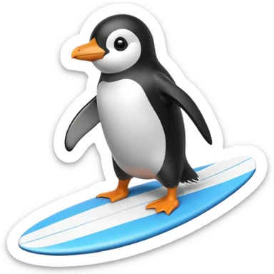 a penguin surfing sticker