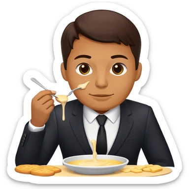 Bank manager eating Fondue sticker
