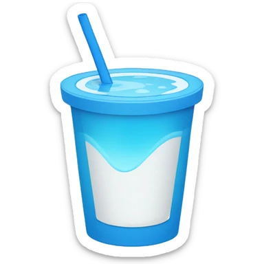 blue water cup with blue straw sticker