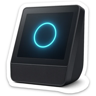 smart speaker, rectangular, display screen, futuristic look, clean background sticker