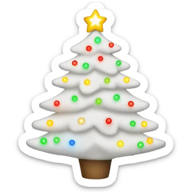 White Christmas tree with lights and a star sticker