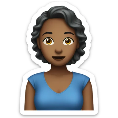 girl in blue dress outdoors mouth closed  sticker