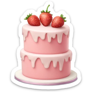 Light Pink strawberries and cream birthday cake  sticker