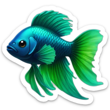 black and blue and green beta fish smirking sticker