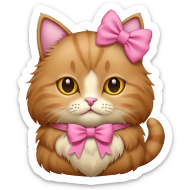 Light brown cat with pink bow sticker