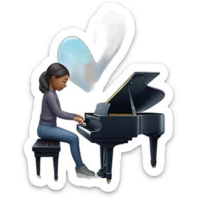 Piano girl is playing with the winter inside her heart sticker