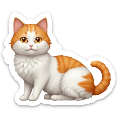 ginger and white cat with orange eyes doing a big extremely long stretch reaching up into the air with arms and legs side by side together straight and overextended whilst lying on its side sticker