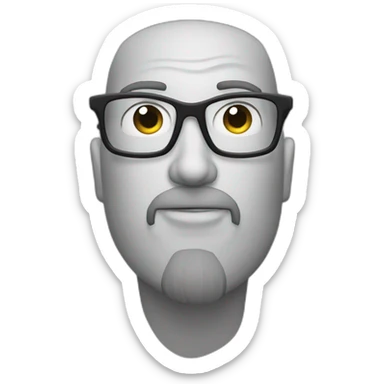 A man with a goatee, glasses, and forehead golfs sticker
