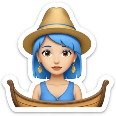 venice gondolier woman fat earring wearing blue hair sticker