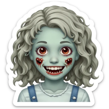 Zumbi garota cabelo ondulado sorrindo com brakets no dente  sticker