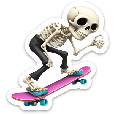 a skeleton on a skateboard holding coke sticker