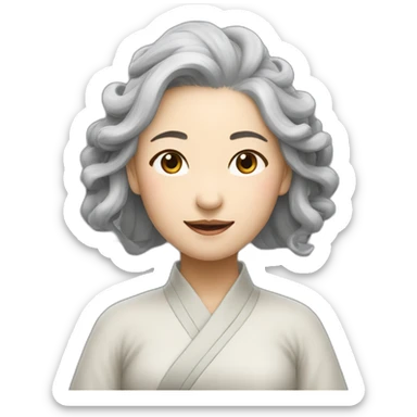 Chinese lady grey hair doing yuga movement sticker
