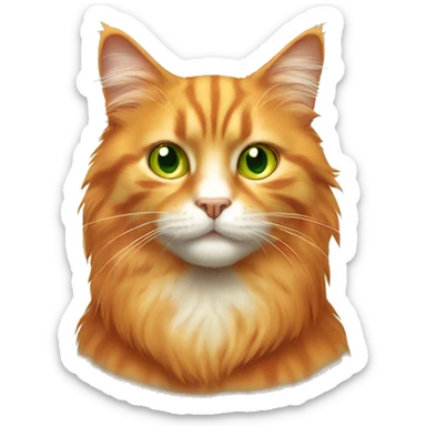 orange fluffy cat with yellow green eyes sticker