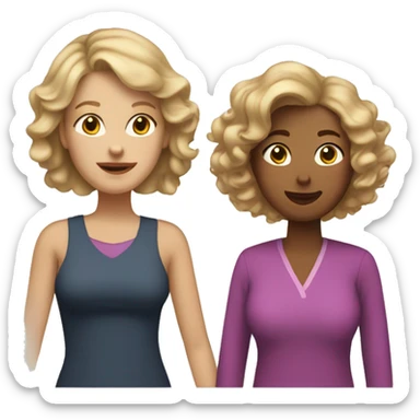 Mom with straight blonde hair and her adult daughter with curly brown hair sticker
