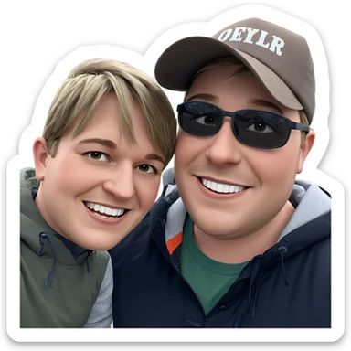 smiling boys outdoors in hats sticker