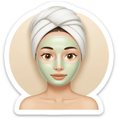 Lady with face cream pale olive mask spa beauty full face relaxing sticker