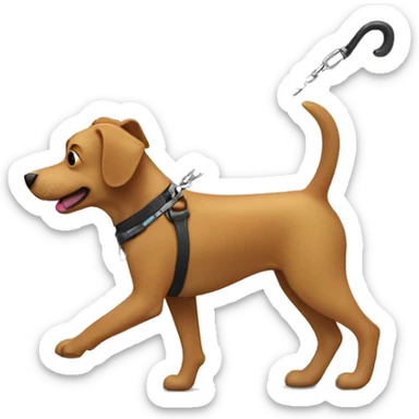Dog walking a human on a leash sticker