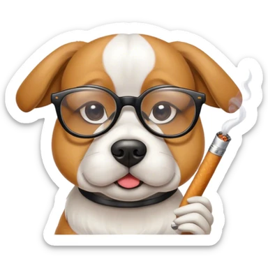 Dog with glasses smoking sticker