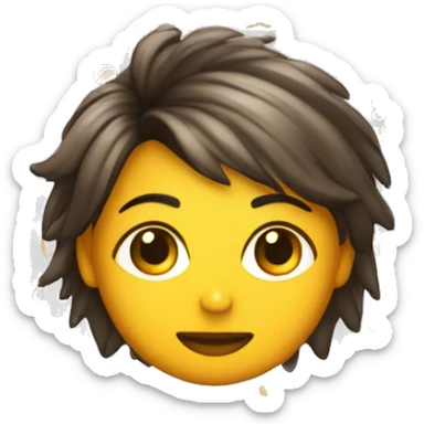 Chica con pelo cobrizo y flequillo de costado siendo profe de extensiones de pestañas  sticker