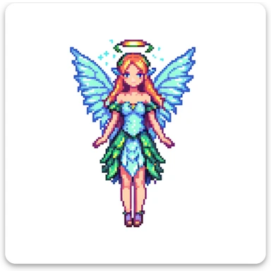 fairy with wings, night scene, sparkling magical aura sticker