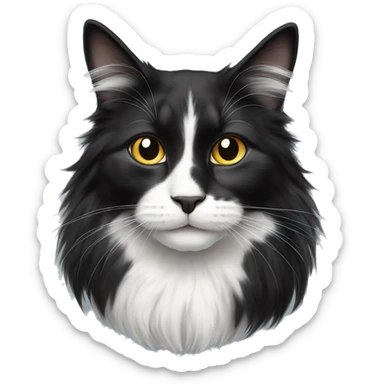 black-and-white cat domestic long-haired sticker
