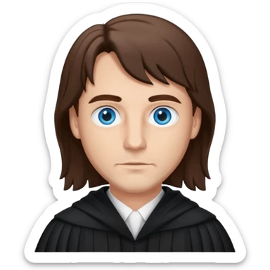 Man Judge with bluw eyes and brown hair  sticker