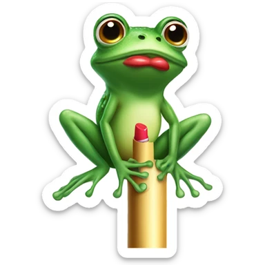 Frog wearing lipstick and a skirt on a pole sticker