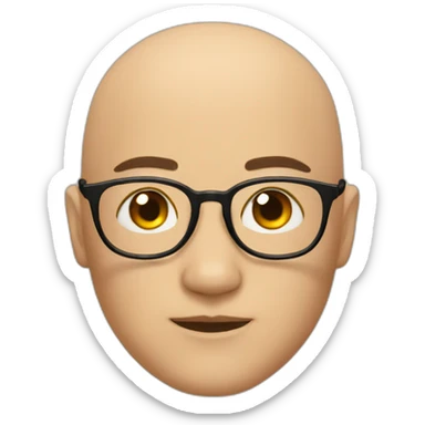 Bald, round glasses, Japanese, 40, fox eyes. sticker