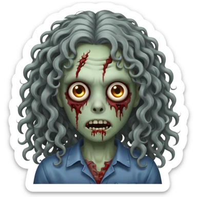 long curly haired zombie sticker
