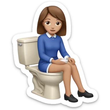 emoji femme brune peau claire sur des toilettes sticker