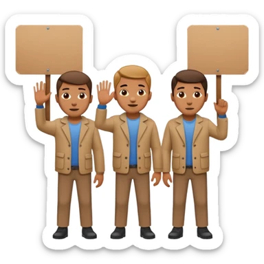 men with cardboard in hands stopping cars sticker
