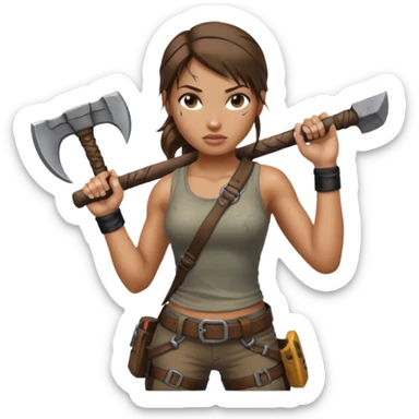 lara croft climbing axe sticker