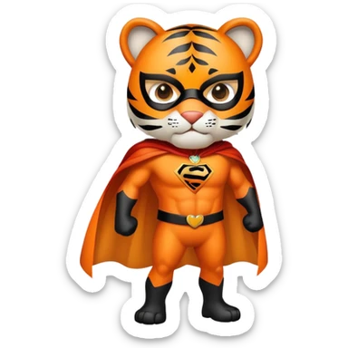 Superhero tiger with cape and mask sticker