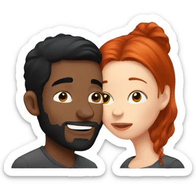 redhead kissing her boyfriend with black Hair sticker