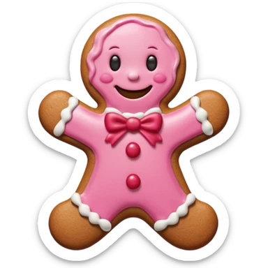 christmas gingerbread pink and red sticker