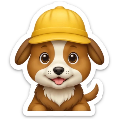 puppy dog with hat yellow sticker