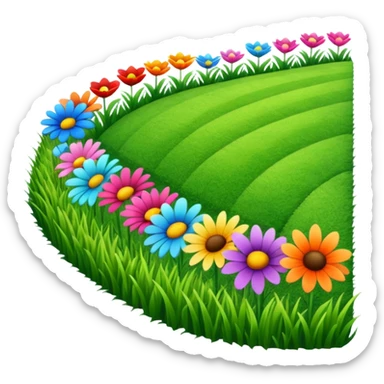 a row of flowers and grass extended far in a stright line sticker