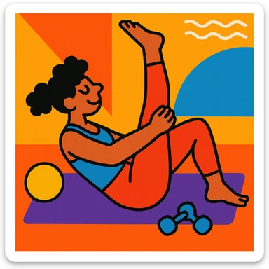 pilates illustration, vibrant, energetic, colorful sticker