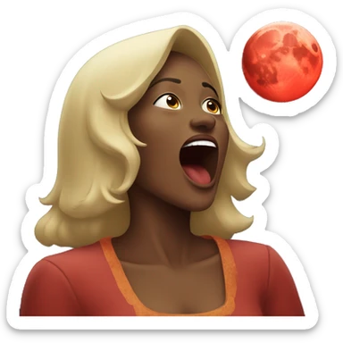 Woman howling to red moon sticker