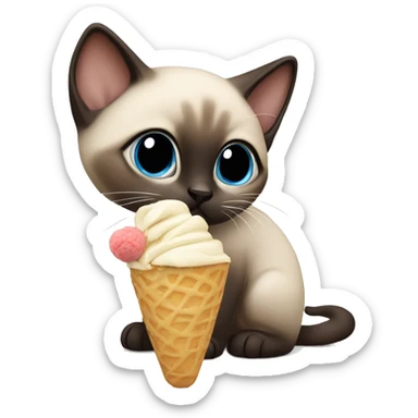 Siamese kitten eating icecream  sticker