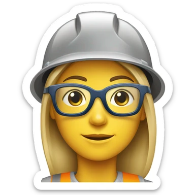 Serious Safety girl construction with glasses sticker