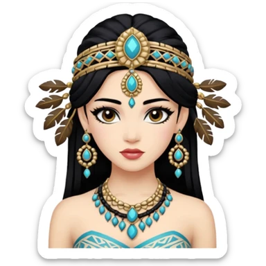 Une danseuse de tribal fusion, à la peau blanche et à la chevelure noire. Prends inspiration de Rachel Brice ou de Kira Lebedeva. sticker