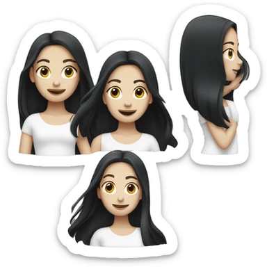 Pale girl with long black hair waving  sticker