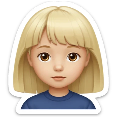 Niño pequeño con pelo muy rubio claro y mucho flequillo y ojos marrones sticker
