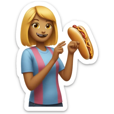 Cat slapping a girl with a hot dog sticker