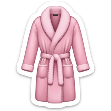 pink fluffy dressing gown with belt sticker