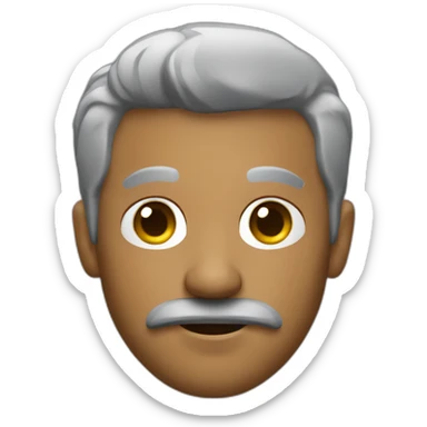 black with some gray hair software developer with black moustache sticker