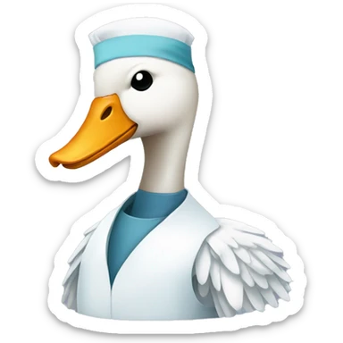 a swan with surgeon costume sticker