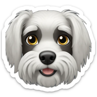 black griffon dog with white hair under mouth and on eyebrows sticker